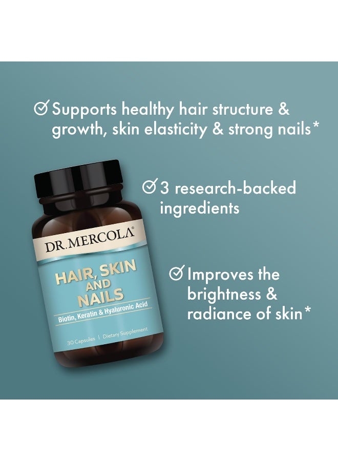 Dr. Mercola Hair, Skin and Nails, 30 Servings (30 Capsules), with Biotin, Keratin & Hyaluronic Acid, Dietary Supplement, Promotes Youthful Appearance, Non-GMO - Image 4